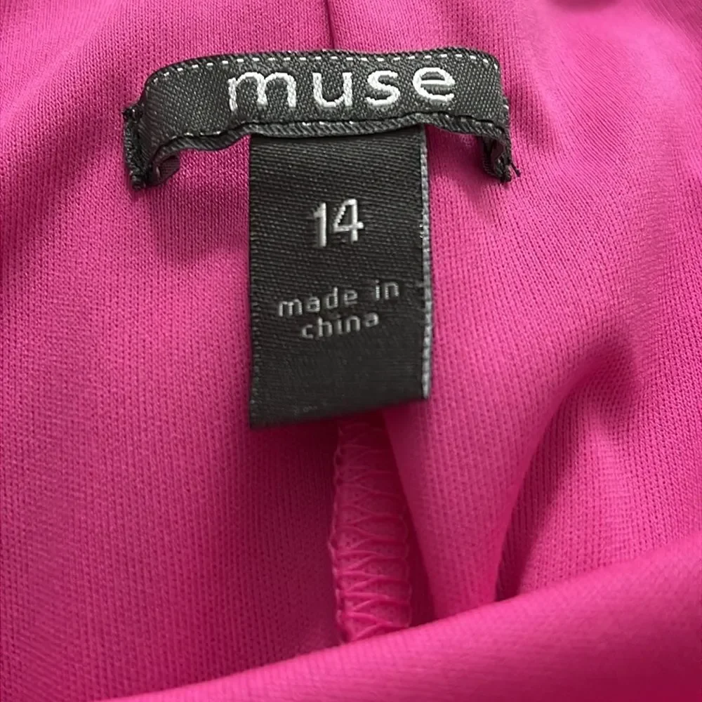 Muse Fuscia Hot Pink Maxi Slip Dress Spaghetti Straps Lined Bodice SZ 14 - Picture 10 of 13